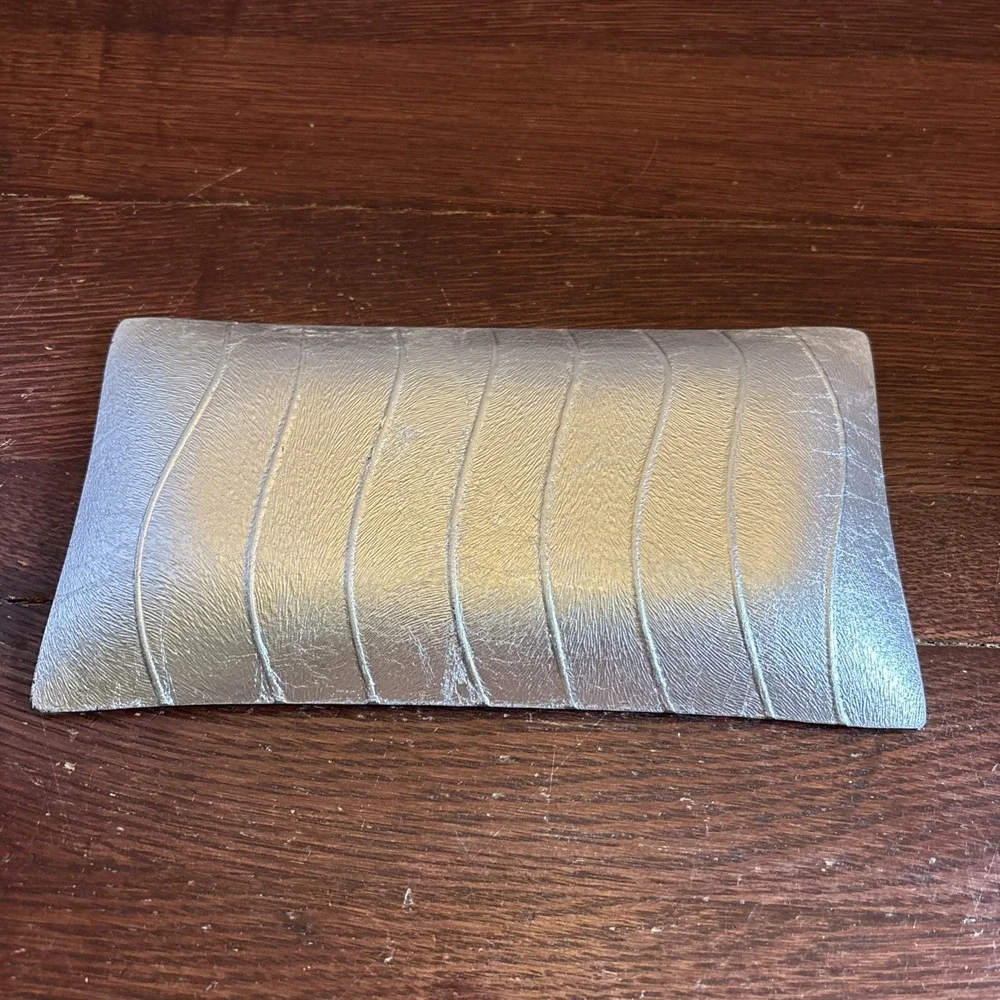 Vintage‎ Colored Metallic Fused Glass Tray, MCM Great!